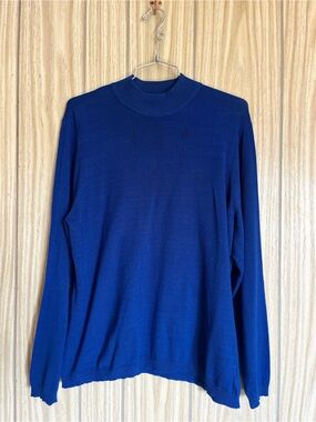 Emotions Warm long-sleeved sweater. Blue sweater with round neck.